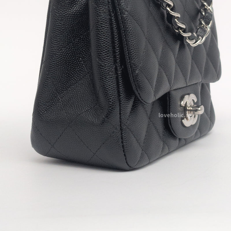 Chanel Classic Flap Mini Square | 18B Black Caviar Silver Hardware