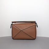 Loewe Puzzle Mini | Tan Calfskin Silver Hardware-details