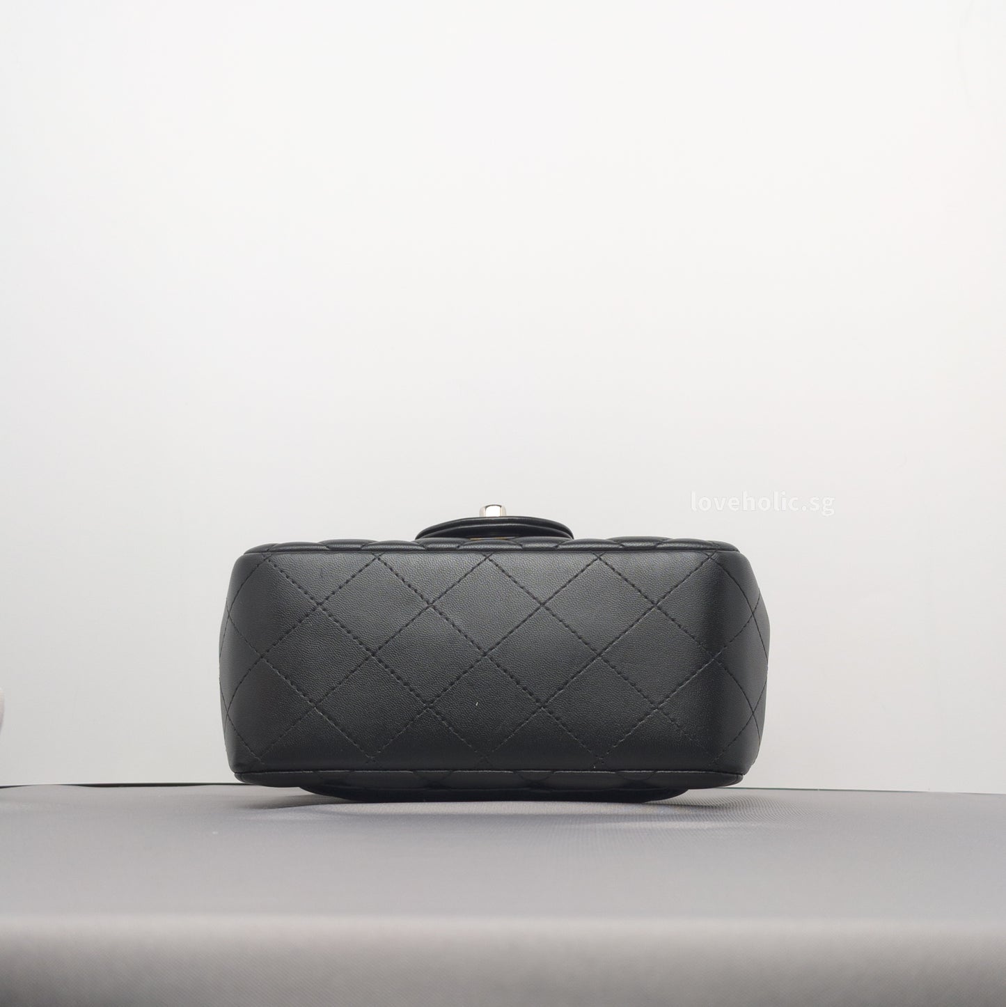 Classic Flap Mini Square | Black Lambskin Silver Hardware
