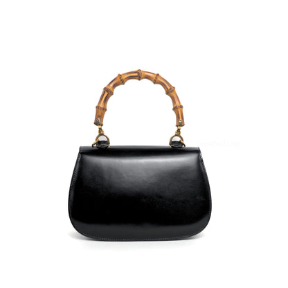 1947 Bamboo Top Handle Bag Small | Black Leather Gold Hardware