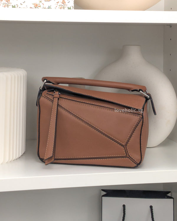 Loewe Puzzle Mini | Tan Calfskin Silver Hardware-main