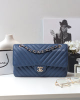 Chanel Classic Flap Chevron Medium | Navy Caviar Silver Hardware-main