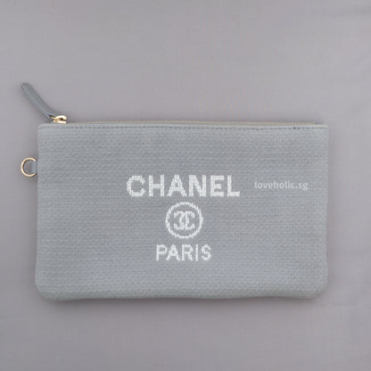 Deauville Shopping Tote 23B Grey Canvas Light Gold Hardware