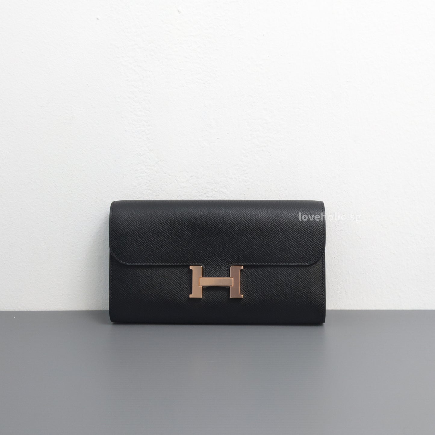 Hermes Constance To Go | Black Epsom Rose Gold Hardware-whitebackground