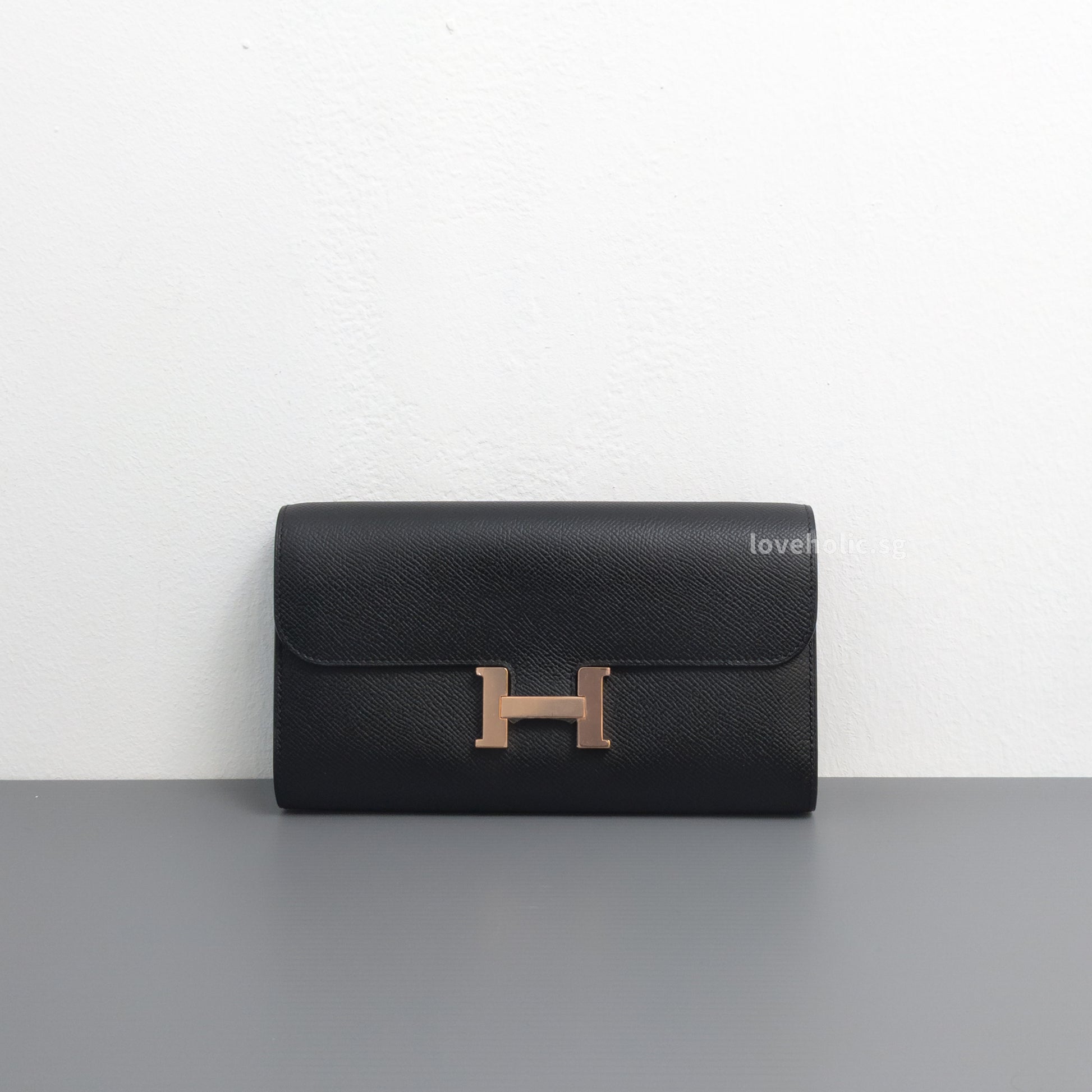 Hermes Constance To Go | Black Epsom Rose Gold Hardware-whitebackground