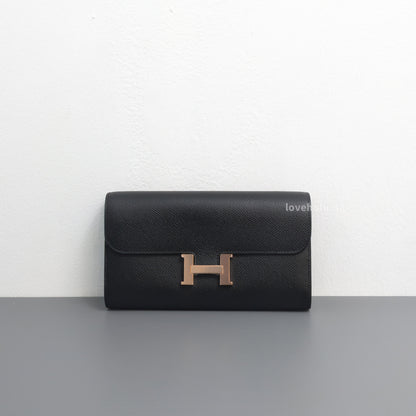 Hermes Constance To Go | Black Epsom Rose Gold Hardware-whitebackground