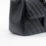 Chanel Classic Flap Chevron Mini Rectangle | 17S Black Caviar Silver Hardware