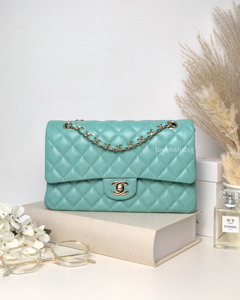 Chanel Classic Flap Medium | 19C Tiffany Blue Caviar Silver Hardware