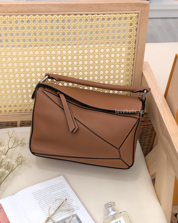 Loewe Puzzle Small | Tan Calfskin Silver Hardware-main