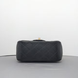 Classic Flap Mini Square | Black Lambskin Light Gold Hardware