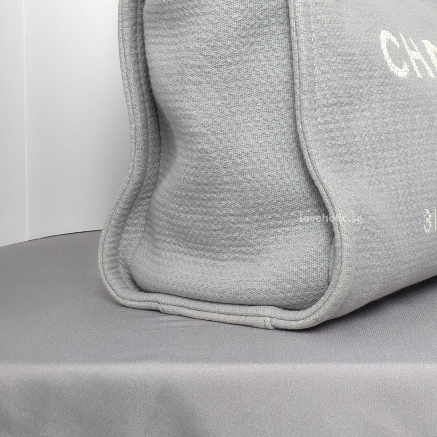 Deauville Shopping Tote 23B Grey Canvas Light Gold Hardware
