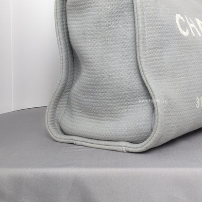 Deauville Shopping Tote 23B Grey Canvas Light Gold Hardware