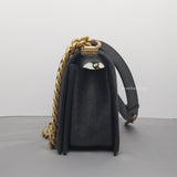 Chanel Boy Chevron Medium | Black Caviar Brushed Gold Hardware-details
