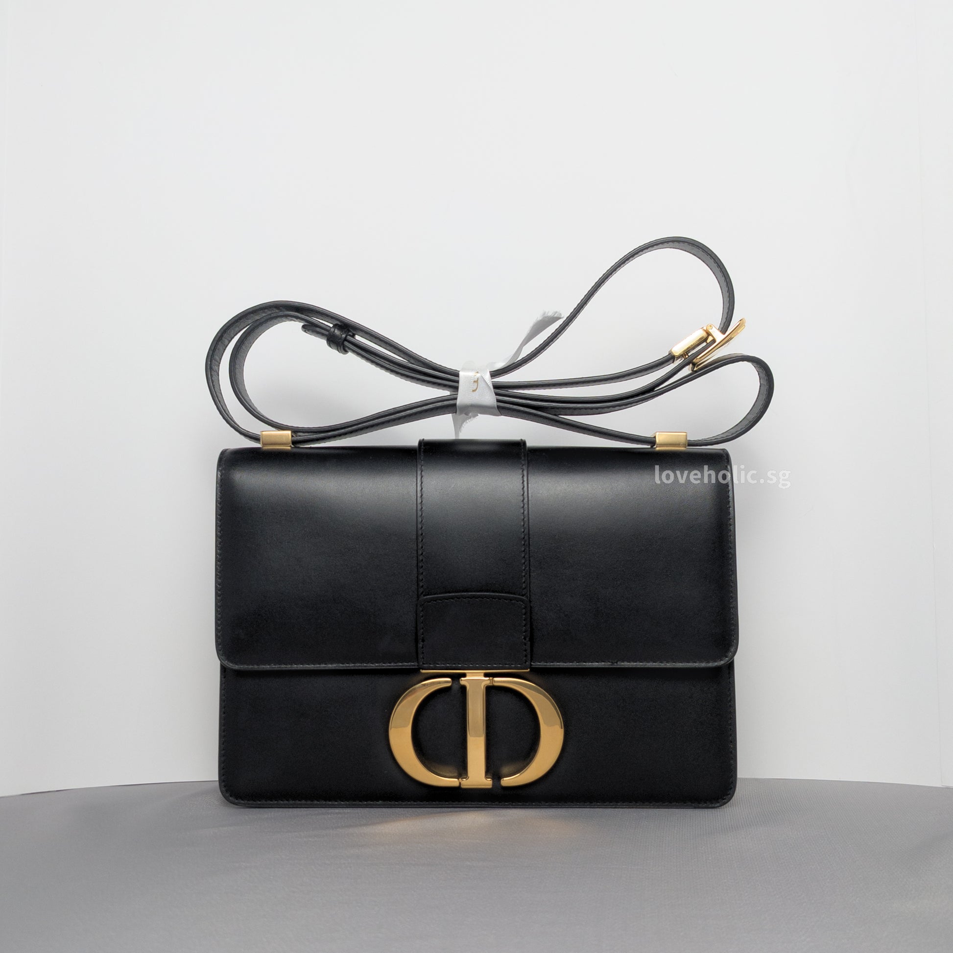 Dior Montaigne 30 Black Calfskin Gold Hardware-whitebackground