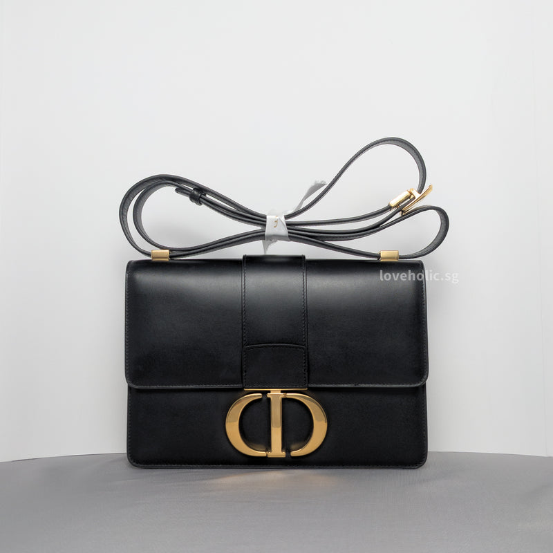 Dior Montaigne 30 Black Calfskin Gold Hardware-whitebackground