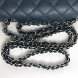 Chanel Classic Flap Mini Rectangle | Pearly Blue Caviar Silver Hardware