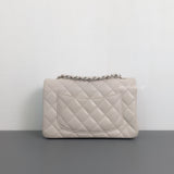Chanel Classic Flap Mini Rectangle | 18B Ivory White Caviar Silver Hardware-back