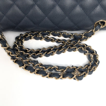 Chanel Classic Flap Medium | 18B Midnight/Navy Blue Caviar Light Gold Hardware