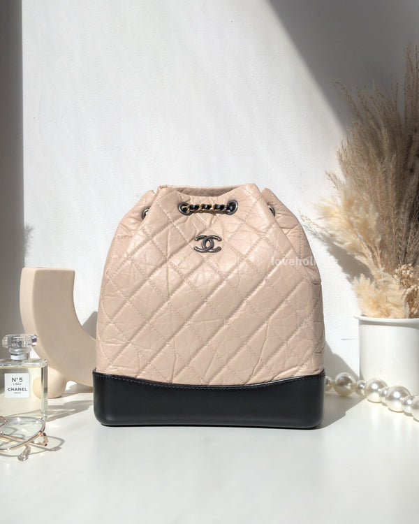 Chanel Gabrielle Backpack Medium | Beige Aged Calfskin Gold/Silver Hardware