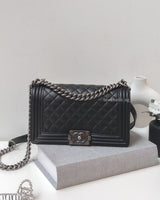 Chanel Boy Medium | Black Caviar Ruthenium Hardware-main