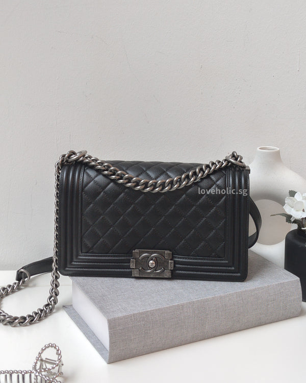 Chanel Boy Medium | Black Caviar Ruthenium Hardware-main