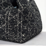 Large Toujours | Black Tweed with White Cannage Motif Light Gold Hardware