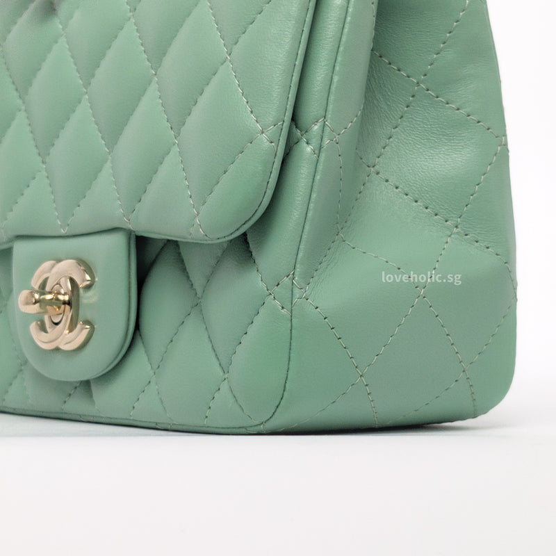 Chanel Classic Flap Mini Square | 21C Light Green Lambskin Light Gold Hardware