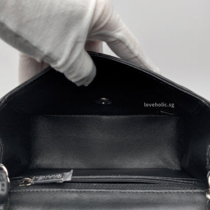 Classic Flap Mini Square | Black Lambskin Silver Hardware