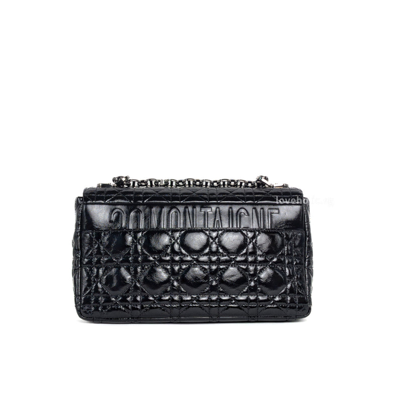 Dior Caro Medium | Black Patent Cannage Leather Ruthenium Hardware