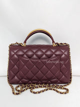 Chanel Mini Rectangle with Top Handle  | 22P Burgundy Lambskin Gold Hardware