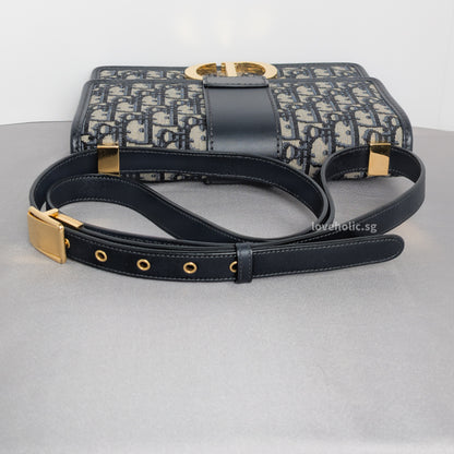 Montaigne 30 Oblique Jacquard Blue Jacquard Fabric Gold Hardware