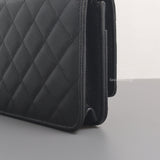 Wallet On Chain With Top Handle | 22S Black Caviar Brushed Gold Hardware