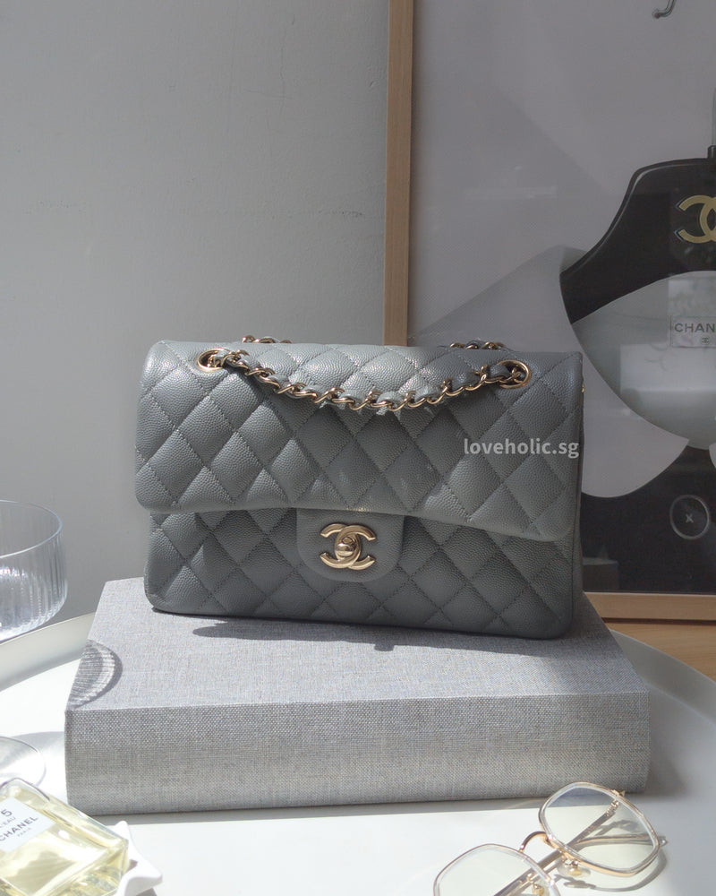 Chanel Classic Flap Small | Grey Caviar Light Gold Hardware-main