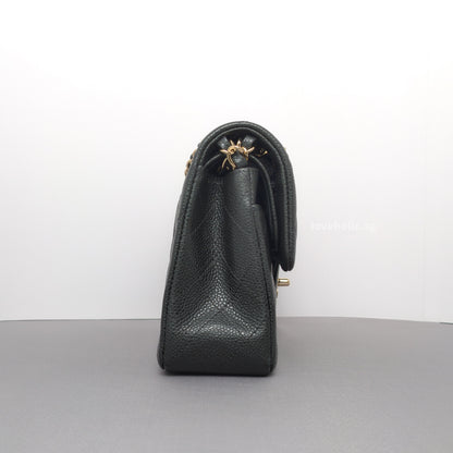 Chanel Classic Flap Small | 18S Dark Grey Caviar Light Gold Hardware-details