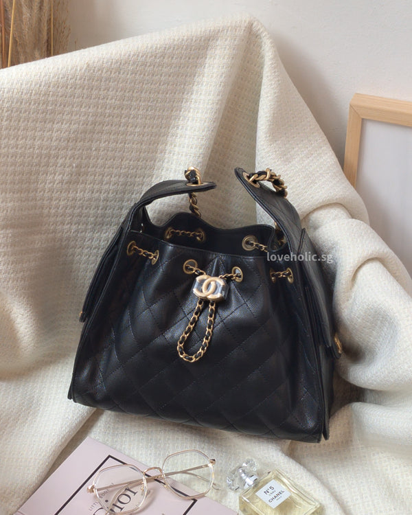 Chanel 25 | Black Grained Calfskin Gold Hardware-main