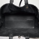 Large Toujours | Black Tweed with White Cannage Motif Light Gold Hardware