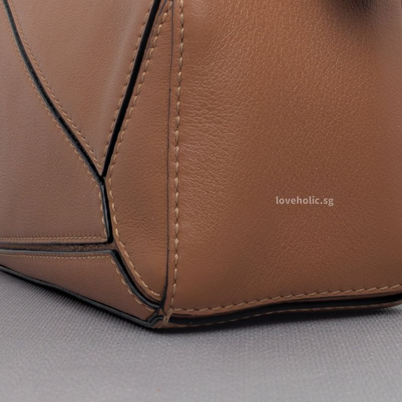 Puzzle Mini | Tan Calfskin Silver Hardware