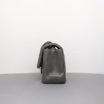 Chanel Classic Flap Mini Rectangle | Grey Goatskin Ruthenium Hardware-details