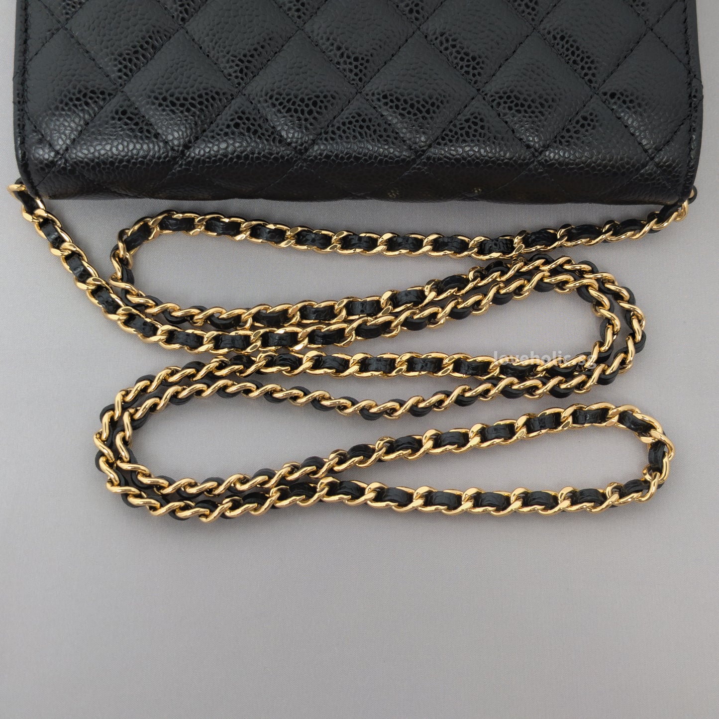 Wallet On Chain Black Caviar Gold Hardware