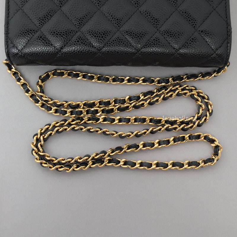 Wallet On Chain Black Caviar Gold Hardware