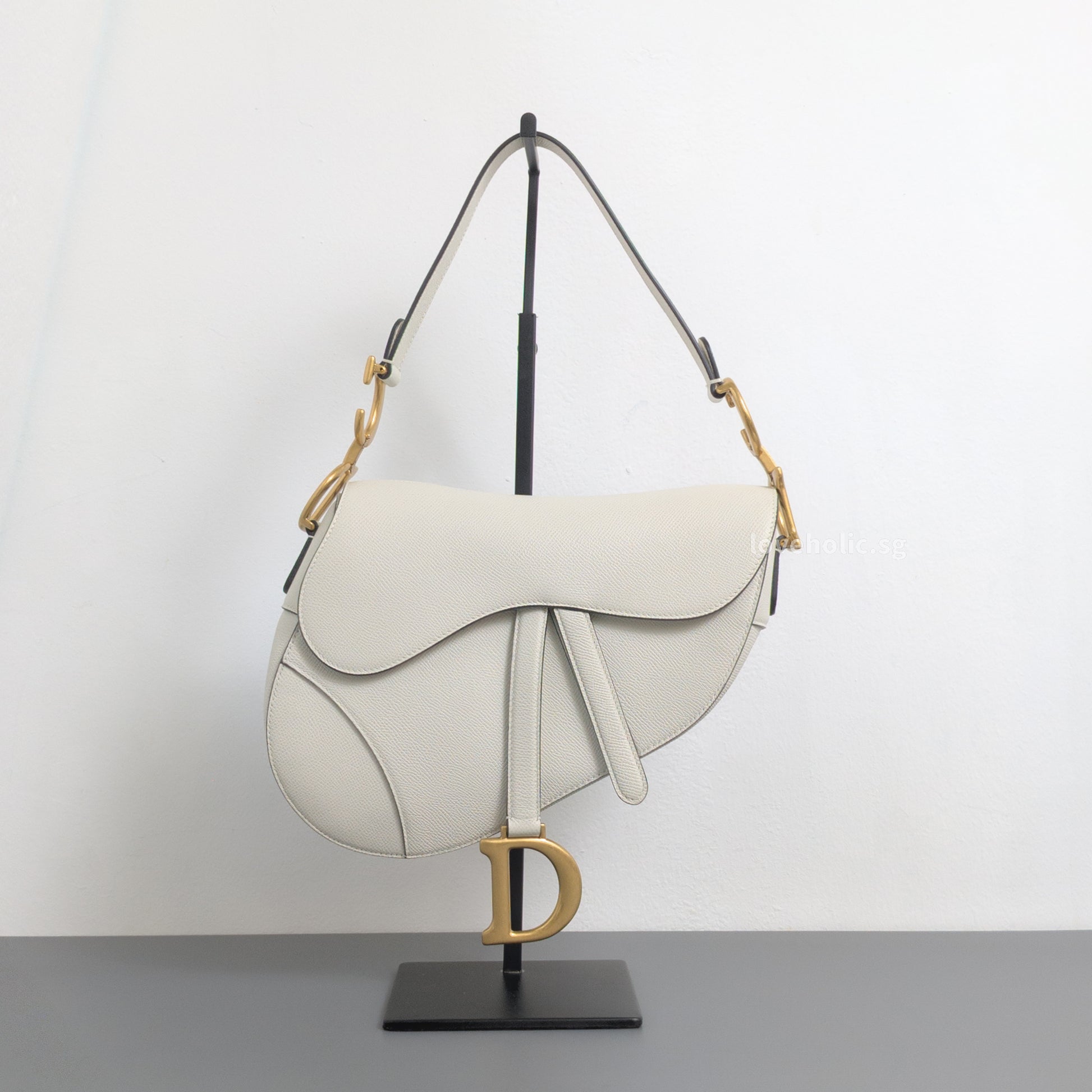 Dior Saddle Small | Latte Calfskin Brushed Gold Hardware-whitebackground