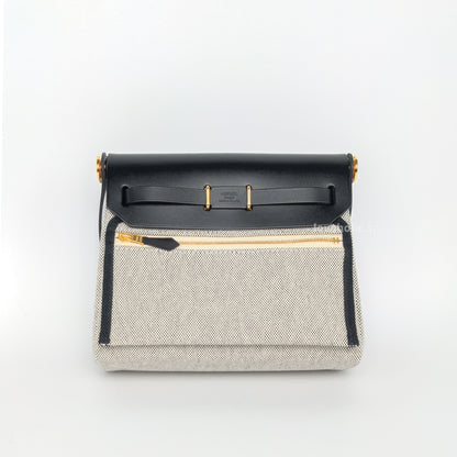 Hermes Herbag 20 | Ecru Black/Black Gold Hardware-back