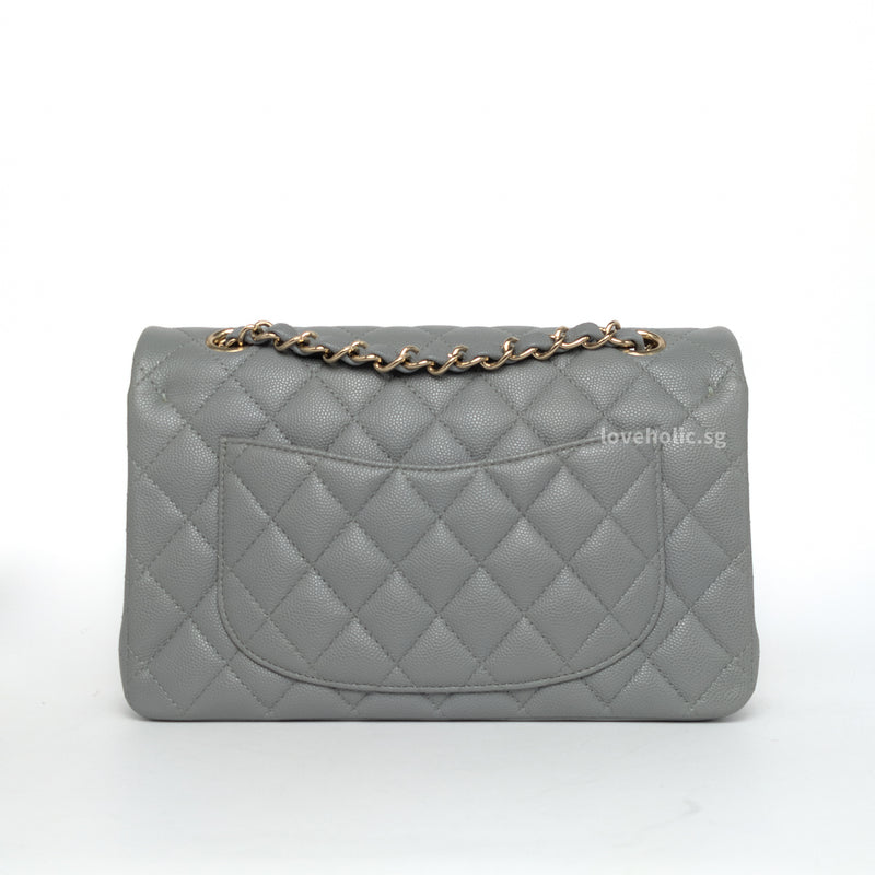 Chanel Classic Flap Small | Grey Caviar Light Gold Hardware-back