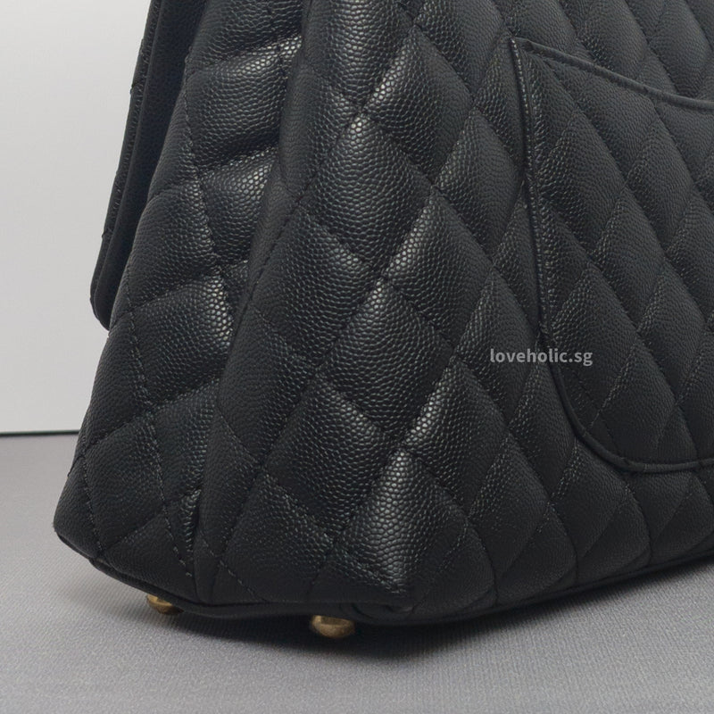 Coco Handle Medium | Black Caviar Brushed Gold Hardware