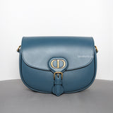 Dior Bobby Medium | Deep Ocean Blue Calfskin Gold Hardware-whitebackground