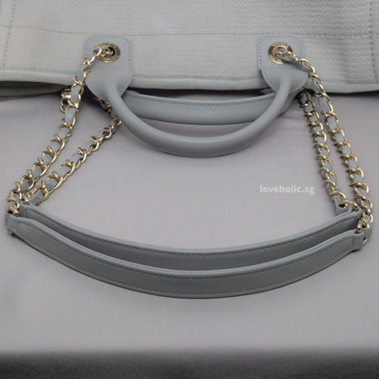 Deauville Shopping Tote 23B Grey Canvas Light Gold Hardware