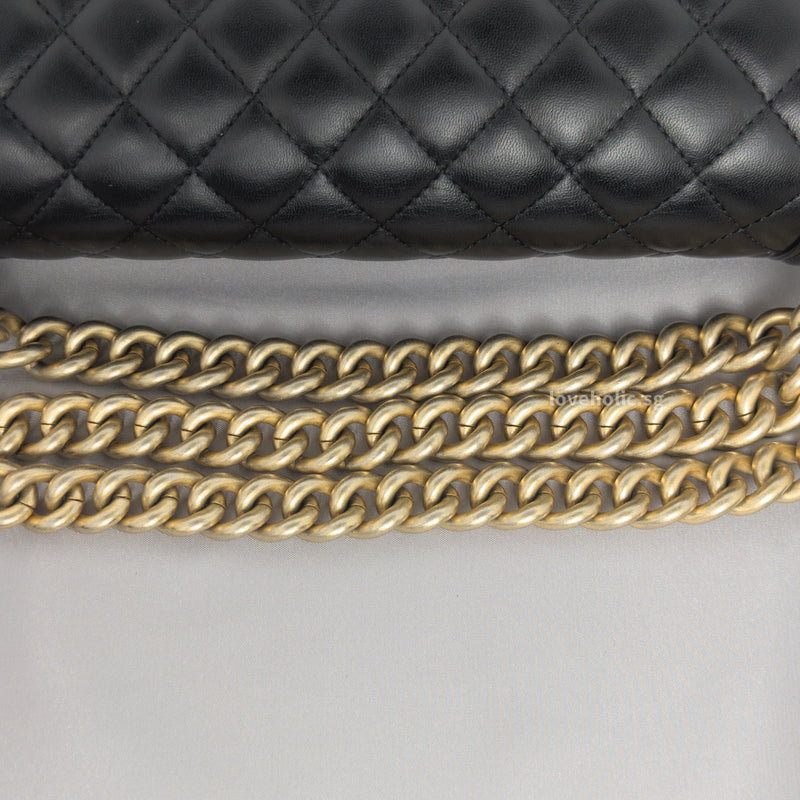Boy Old Medium | Black Lambskin Brushed Gold Hardware
