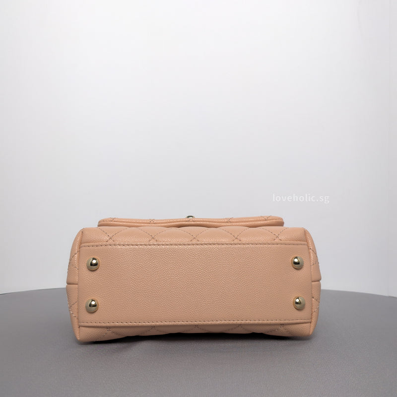 Coco Handle Mini | 21P Pink Beige Caviar Gold Hardware