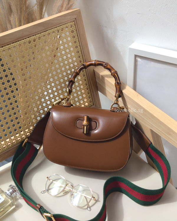 Gucci Bamboo Top Handle Bag Small | Brown Leather Gold Hardware