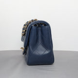 Chanel Classic Flap Mini Square | 17B Navy Blue Caviar Light Gold Hardware-details